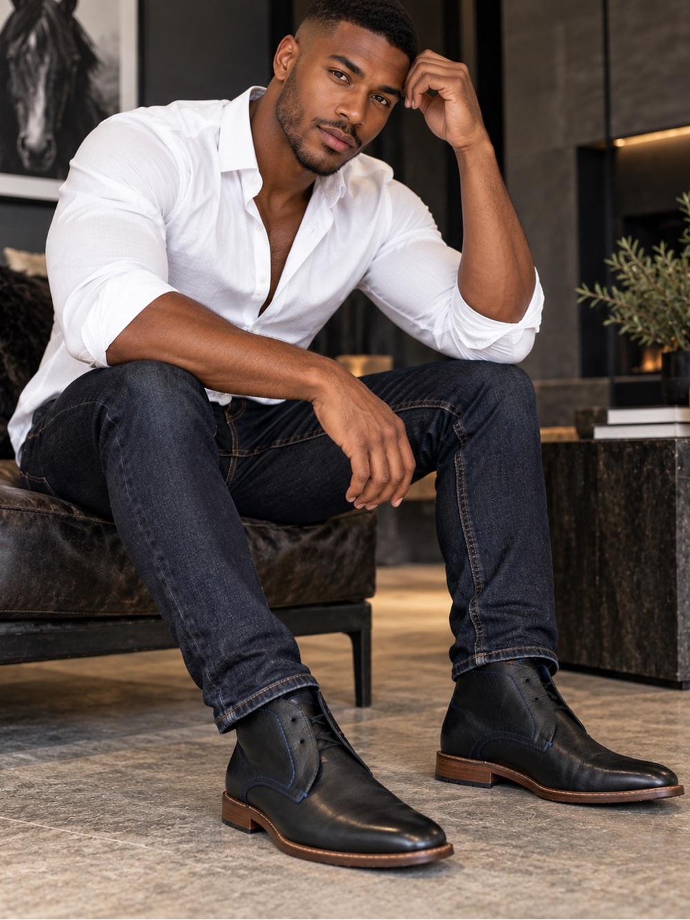 Ted Baker London Men’s Black Leather Chukka Boots – Size US 7 / EU 40